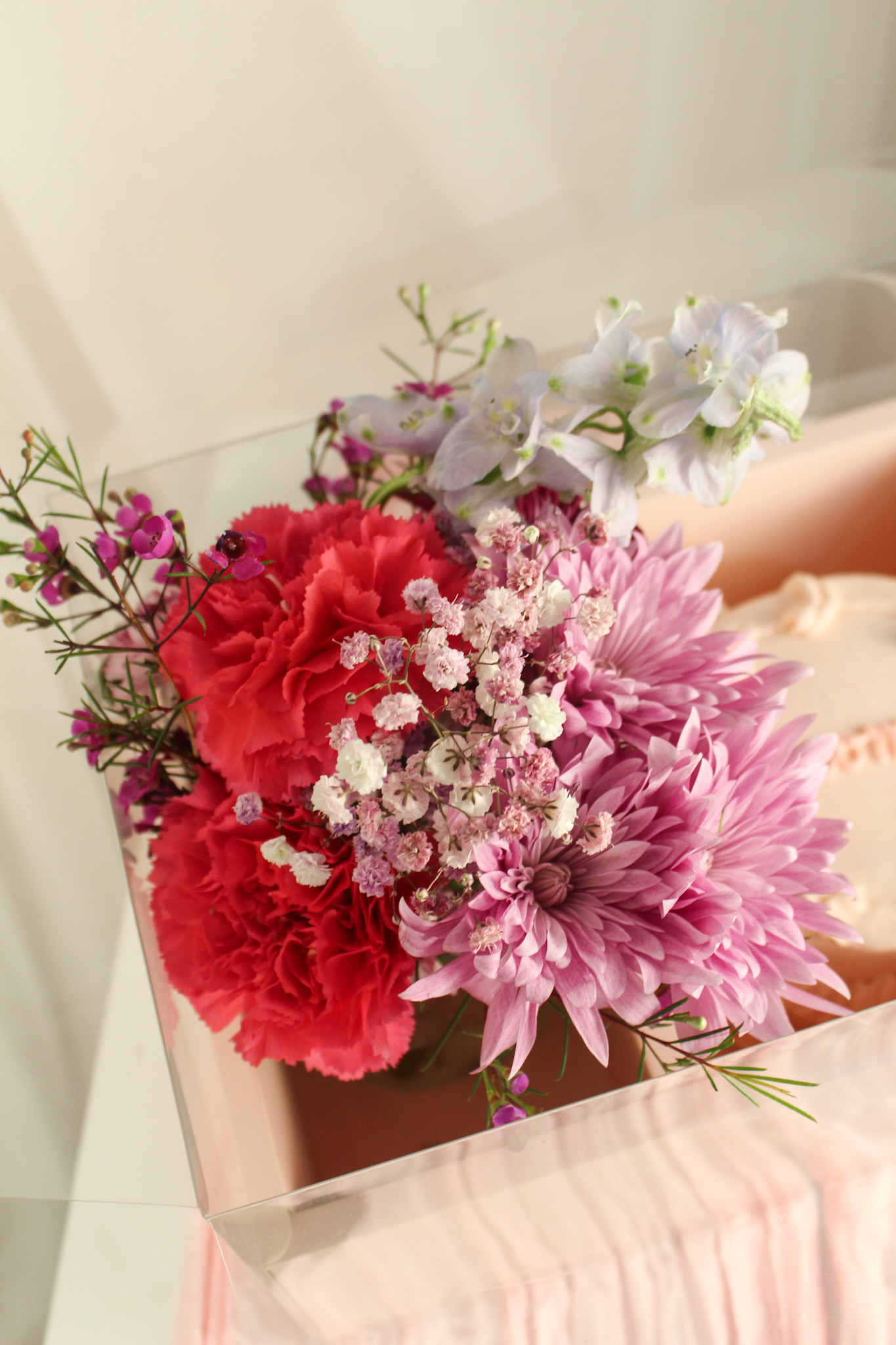 Fresh floral arrangement in glass vase